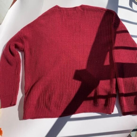 Long Sleeve Cable Knit Fuchsia Pink Wrap V Neck Sweater Ribbed Hems Women's XL - Picture 10 of 14